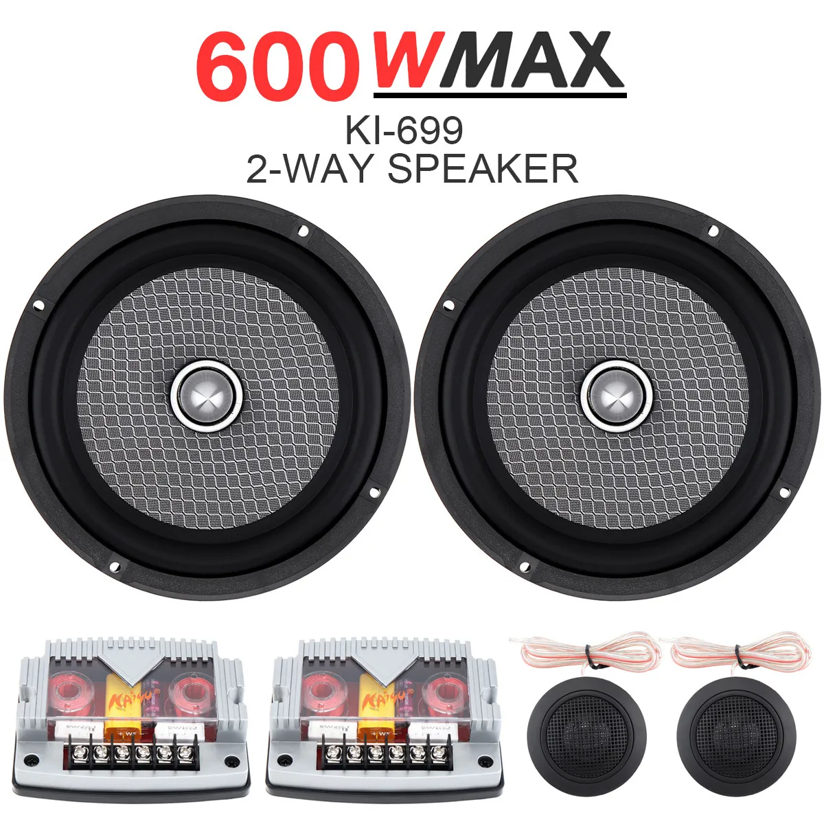 

2pcs 6.5 Inch 2-Way 600W Car Speaker Vehicle Auto Subwoofer Treble Midrange Bass Speaker Loudspeaker Component System