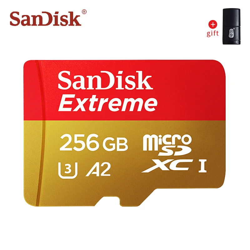 Оригинальная карта памяти SanDisk, 256 ГБ, 128 ГБ, экстремальная Micro SD карта A2 A1 V30 U3, флеш-карты, 64 ГБ, 32 ГБ, TF карта, 128 ГБ, память Microsd - Емкость: 256 ГБ