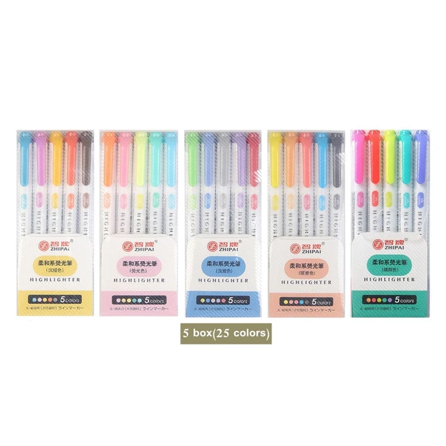 10/15/20/25 Colors Double Headed Fluorescent Pen Creative Highlighters Art Marker Pens School Supplies Cute Kawaii Stationery 25 colors-A