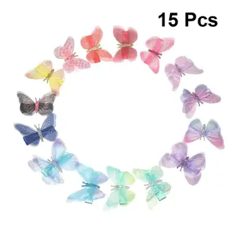 

15pcs Butterfly Hair Clips Exquisite Double Layer Gauz Barrette Bobby Pin Hair Styling Tools