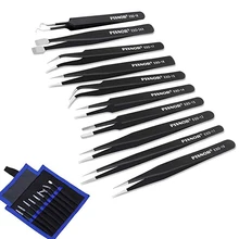 10Pcs Conjunto de Ferramentas de Alta Precisão ESD Antiestático Pinças Ponta Curvada Em Linha Reta Pinça Inoxidável Multifuncional Kit Ferramenta de Reparo Pinça