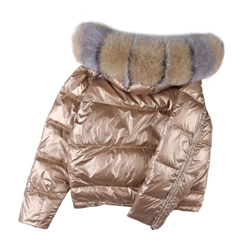 Пуховое пальто с капюшоном для женщин, зимнее пальто свободного кроя с неровным блеском, женские короткие теплые куртки для девушек