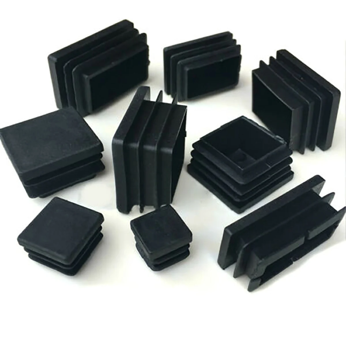 BLACK Square Plastic End Caps Blanking Plugs Tube Box Section Insert 
