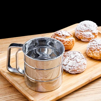 

Baking Stainless Steel Kitchen Flour Sieve Semi-Automatic Sieve Stainless Steel Filter Ultra-Fine Handheld Household Cup Sieve