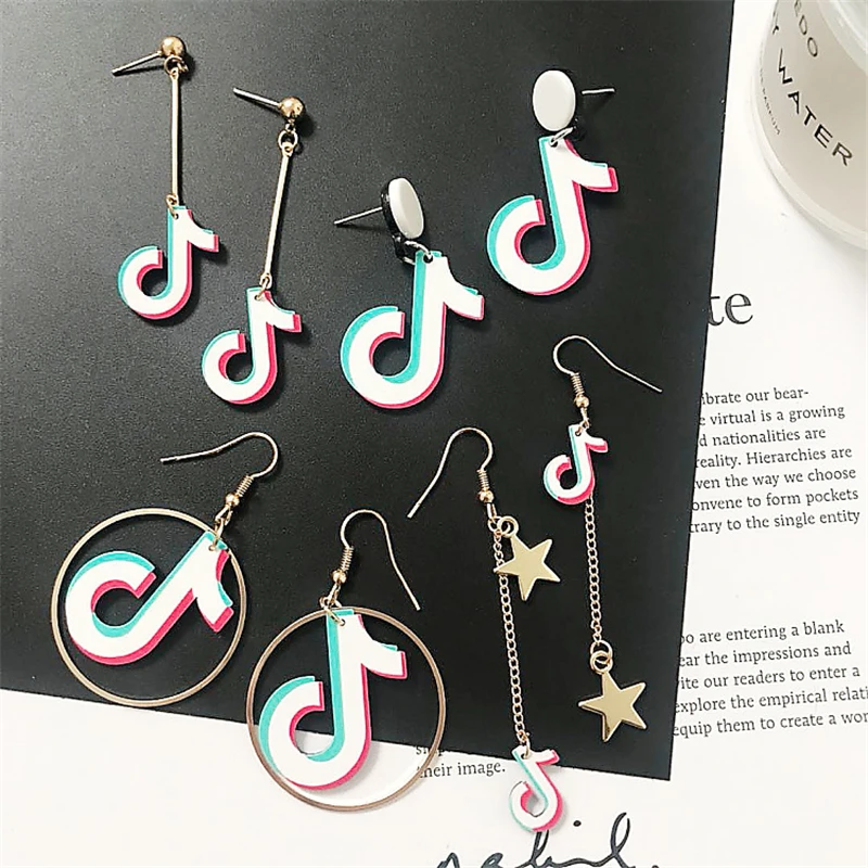 

Tiktok Musical Note Drop Earrings TIK-TOK Internet Celebrity Dangle Earrings Douyin Women Fashion Symbol Creative Jewelry