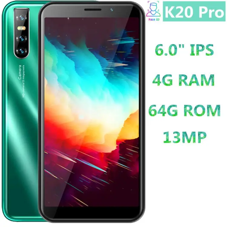 Четырехъядерный Смартфон K20 Pro, 4 Гб ОЗУ, 64 Гб ПЗУ, 13 МП, мобильный телефон с функцией распознавания лица, разблокированный android, мобильные телефоны, Wi-Fi, WCDMA, глобальная версия