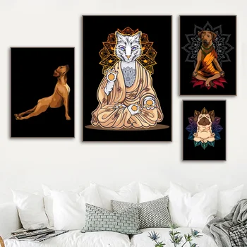 

Yoga and Animal Nordic Art Canvas Poster Home Wall Decor (No Frame)
