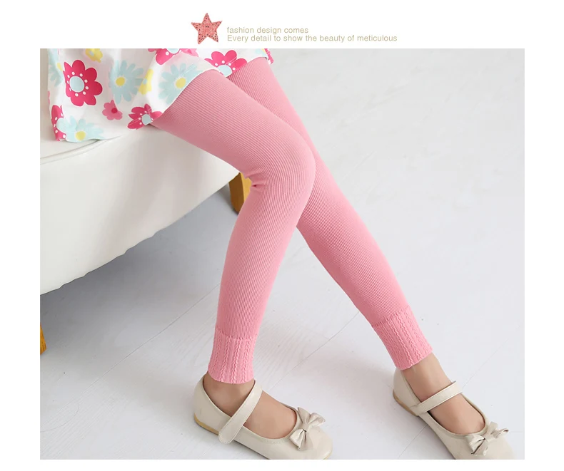 Весенне-осенние Леггинсы для девочки детские вязаные штаны обтягивающие эластичные штаны для девочек детские леггинсы ярких цветов Детская одежда
