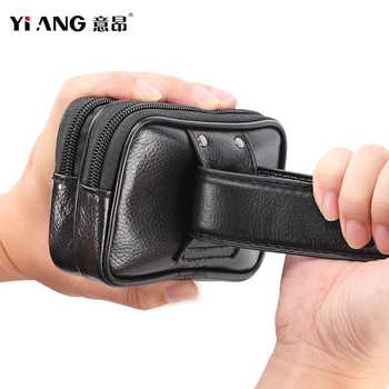 

New Genuine Leather Men's Mini Belt Wallet Bag Casual Money Coins Cards Pockets Purse Cigarette Pouch Waist Bag For Men Cowhide