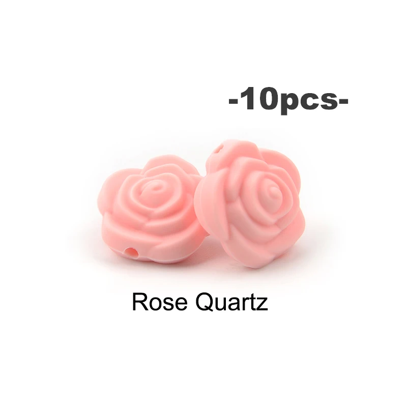 Elegant Rose Flower Silicone Bead Set for DIY Jewelry and Crafts (10 pcs)