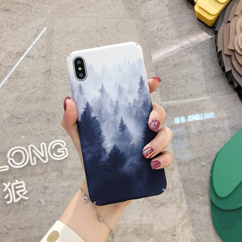 Жесткие чехлы для телефонов из поликарбоната для iphone 11Pro XS MAX X XR Туманный лес, полное покрытие для iphone 6 6s 7 8 Plus 11 11 Pro, чехлы на заднюю панель