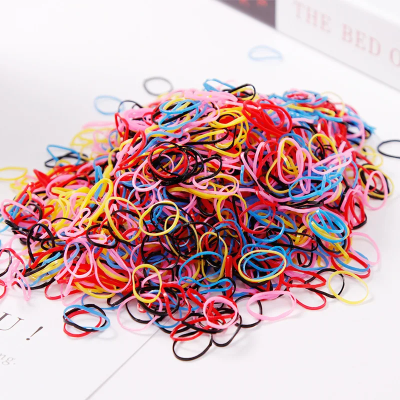 

1000Pcs/Pack Children Headwear Mini Disposable Rubber Bands Colorful Elastic Hair Bands Girls Ponytail Holder Hair Accessories