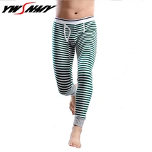 Мужские кальсоны дышащие удобные хлопковые нижнее белье зимние теплые мужские Термолеггинсы сексуальные Полосатые мужские термобелье