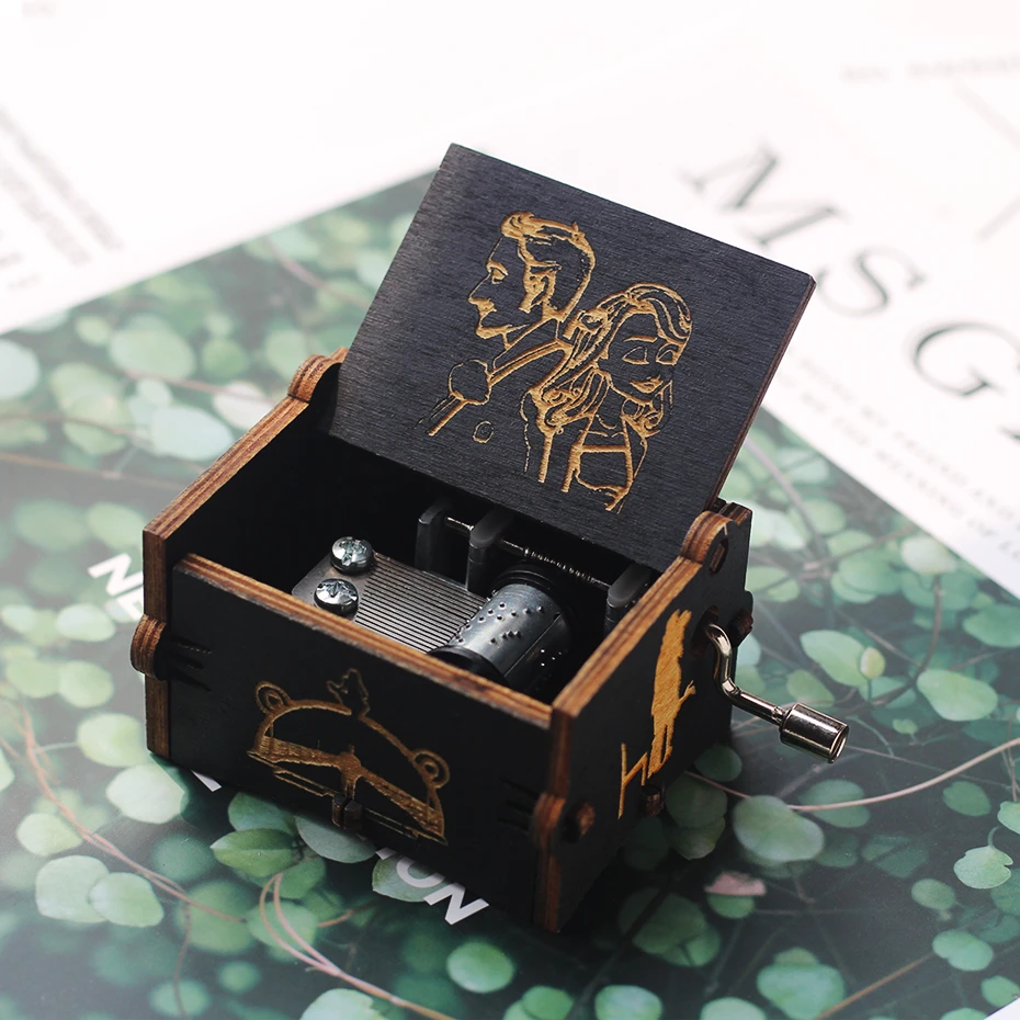 

New La La Land Wood Hand Crank Music Box Star Wars Castle In The Sky Game Of Throne Pinks Panther Christmas Gifts Eight-tone Box