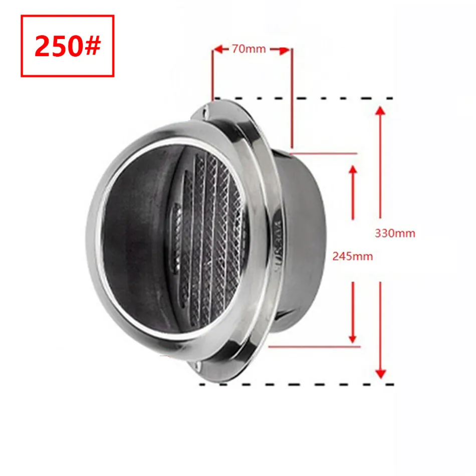 Polishing 250mm TTLIFE из нержавеющей стали настенное потолочное вентиляционное отверстие воздуховод вентиляция выпускная решетка для вентиляции крышка на выходе Отопление вентиляционное отверстие крышка водонепроницаемый - Цвет: Polishing 250mm