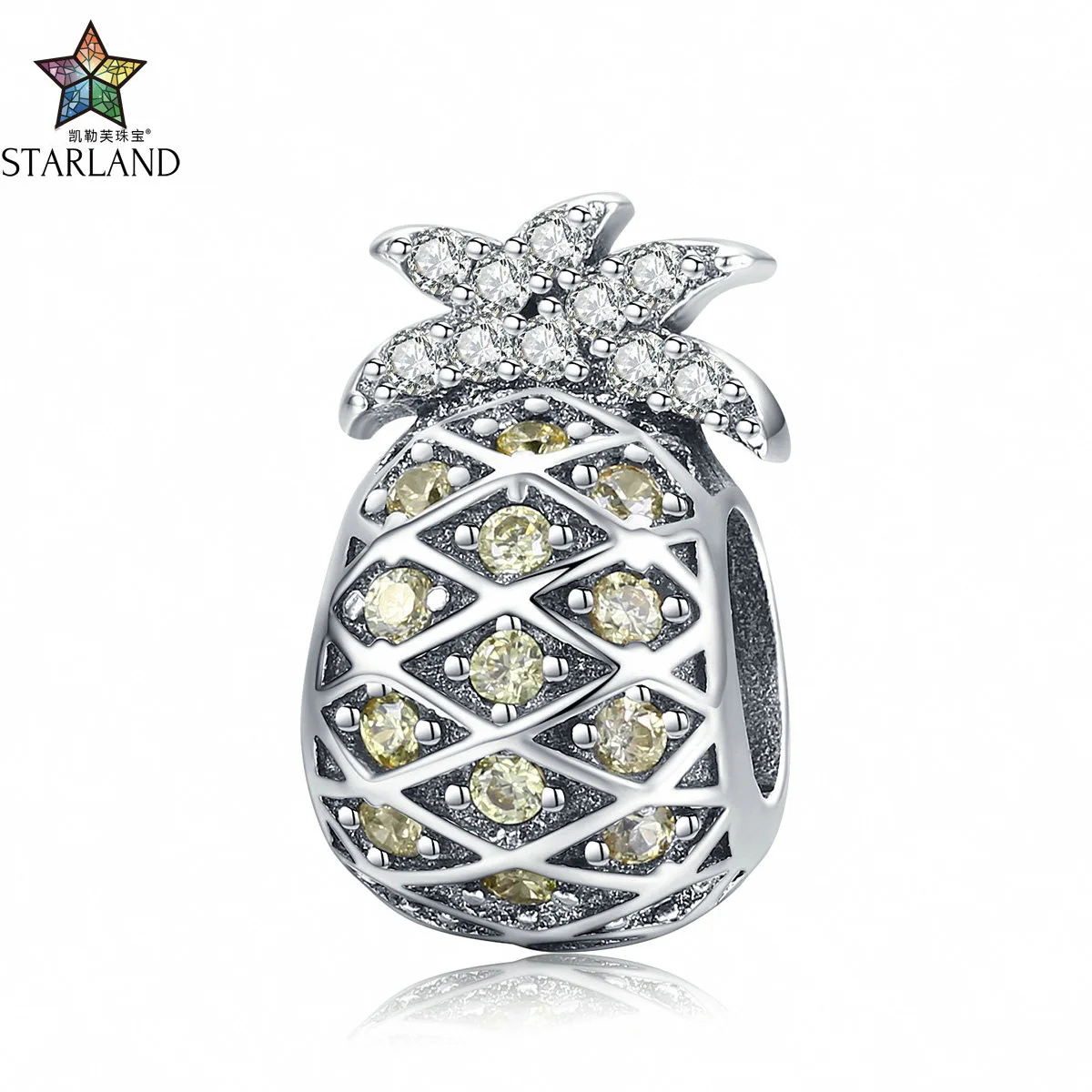 

Starland Authentic 925 Sterling Silver Summer Pineapple Fruit Crystal CZ Beads Fit Charm Bracelets DIY Jewelry Accessories