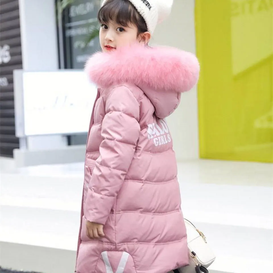 Модное зимнее пальто теплый пуховик для девочек; плотная теплая куртка с капюшоном для маленьких девочек; парка для маленьких девочек зимний комбинезон