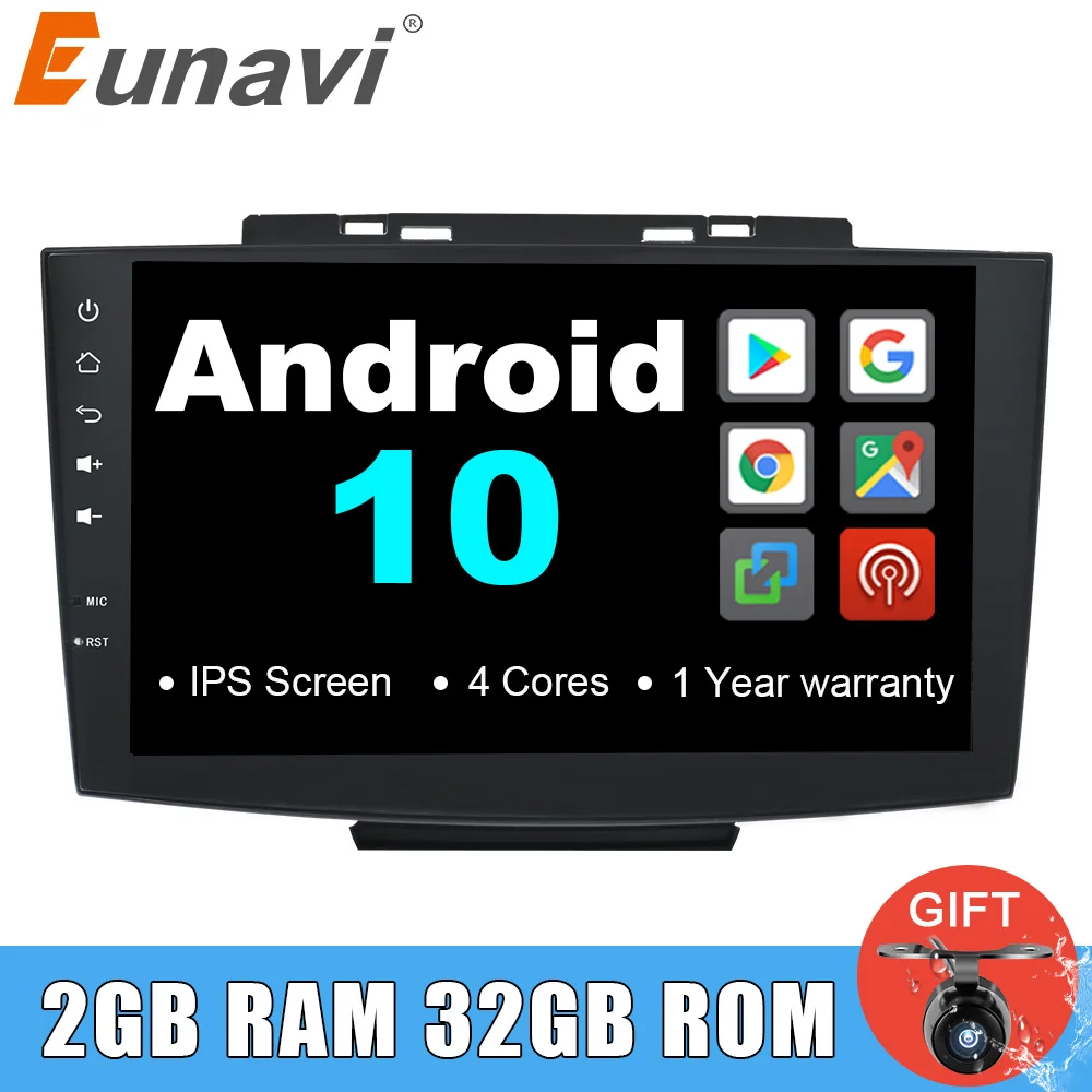 Автомагнитола Eunavi 9 дюймов 2 Din Android 10 GPS навигация 1024*600 HD IPS|Мультимедиаплеер для