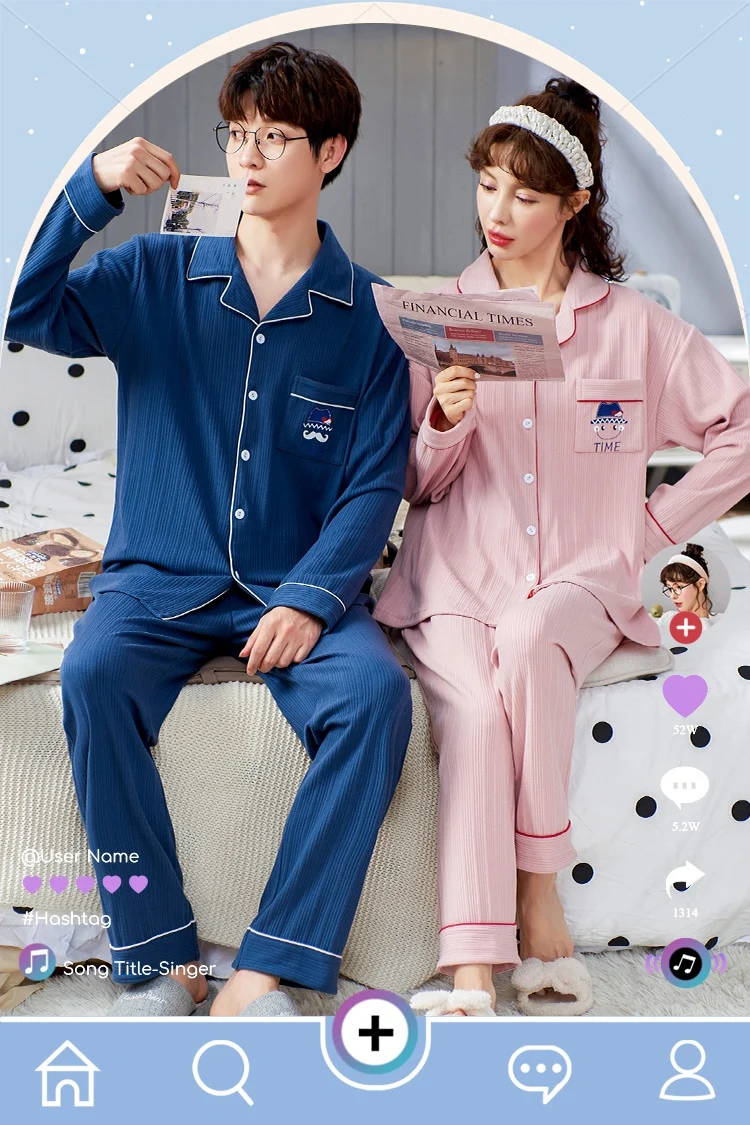 2022 Spring Autumn Couple Long Sleeve Cotton Pajama Sets for Men Cute Cartoon Sleepwear Pijama Mujer Homewear Women Home Clothes mens flannel pajamas set