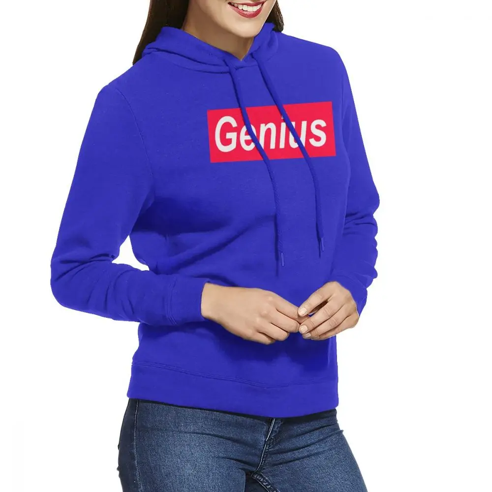 Genius Red Box Style Women's Hoodies Long Sleeve Pullover Casual Cotton Sweatshirt - Цвет: Синий