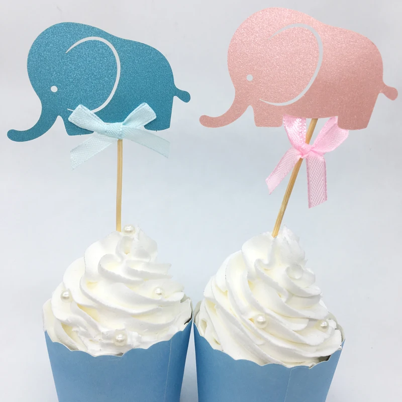 10 шт. милый синий розовый слон для капкейка-Baby Shower торт Топпер для вечерние украшения торта на день рождения