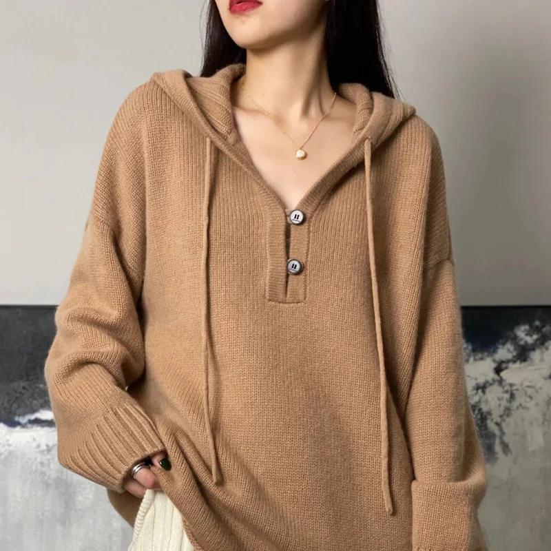 RONGYI Ladies 100%Pure Wool Sweater Spring Autumn New High Neck Tops Large Size Knit Pullover Warm Long-Sleeve Cashmere Sweaters sweater hoodie