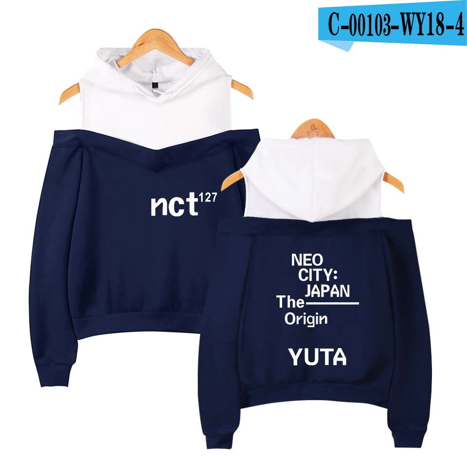 NCT 127 Женская Сексуальная толстовка с открытыми плечами в Корейском стиле, толстовки в стиле хип-хоп, уличная одежда, свитер для женщин, пуловер, Прямая поставка - Цвет: 3