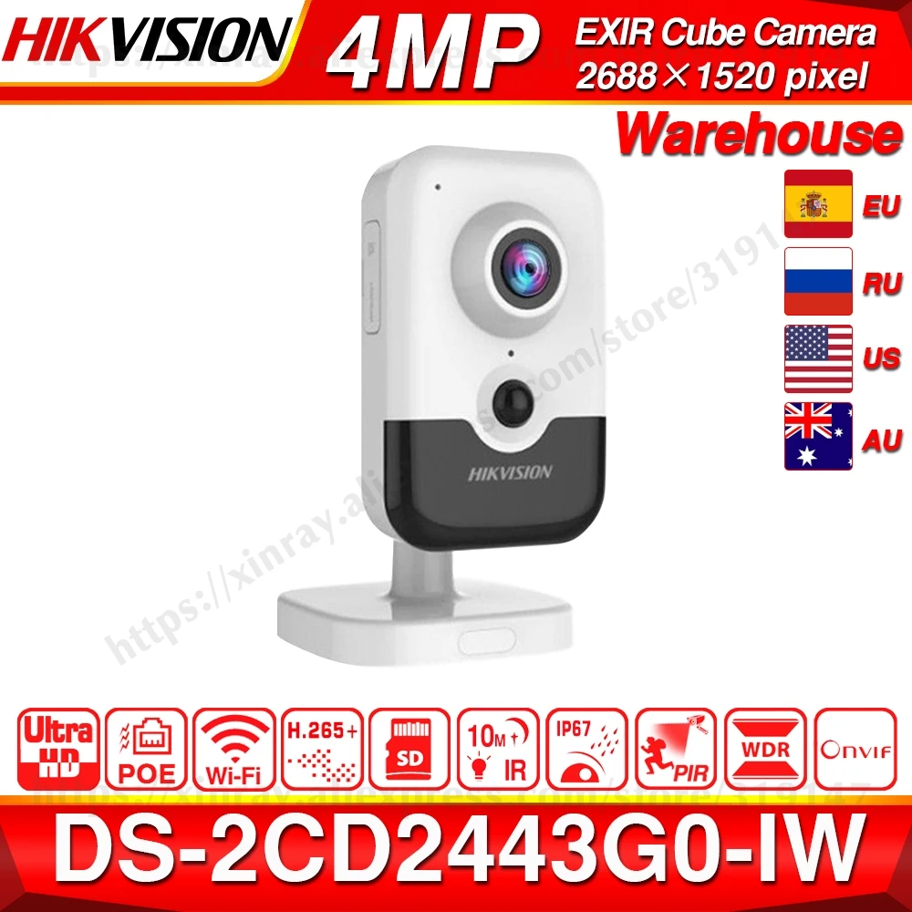 Cena Hikvision DS 2CD2443G0 IW Wi Fi kamera wideo nadzór 4MP IR stała kostka bezprzewodowa kamera ip dwukierunkowe Audio H.265 +