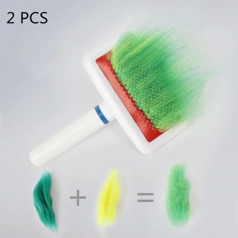 Handmade Wool Felt Mixed Color Brush DIY Tool Accessories 2PCS needle felting kit wool felting kit needle felting painting kit