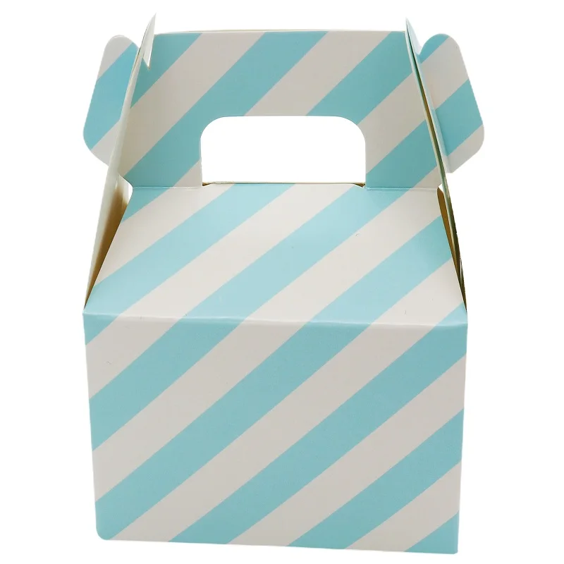 12 шт. бумажная коробка для конфет в горошек в полоску, подарочная упаковка для конфет, упаковка для шоколада, украшения для дня рождения, свадьбы - Цвет: blue stripe