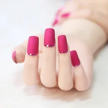 356-розовый металл тусклый Лак готовой продукции маникюр поддельные ногти патч