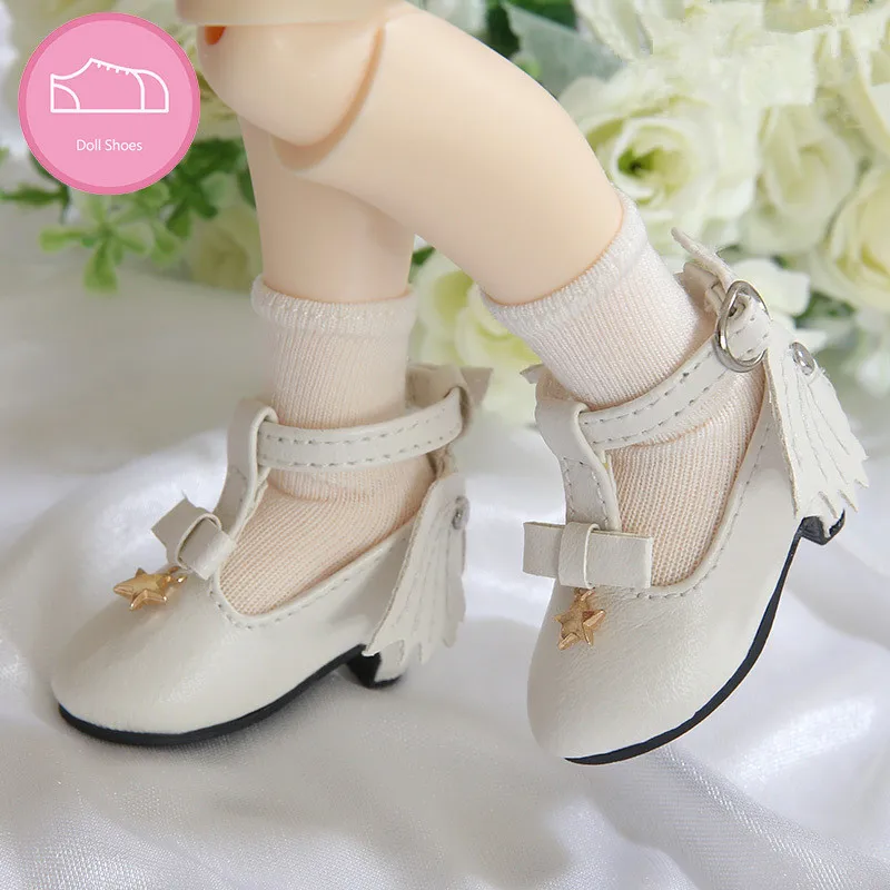 

BJD doll shoes are suitable for 1/6 size casual princess style leather shoes with bow heel shoes in classic pink and white