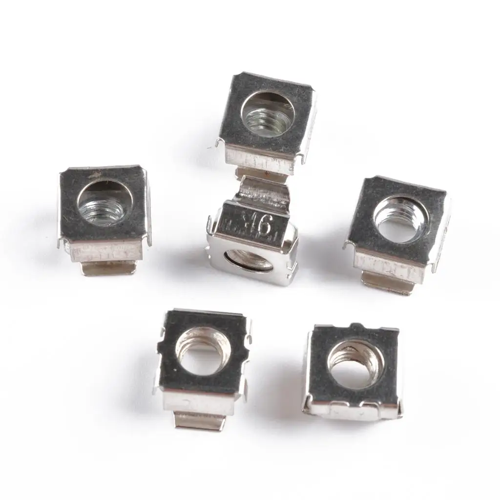 100 Pack Lot - M6X16 Rack Mount Cage Nuts & Screws w/ Washers - Square Clips