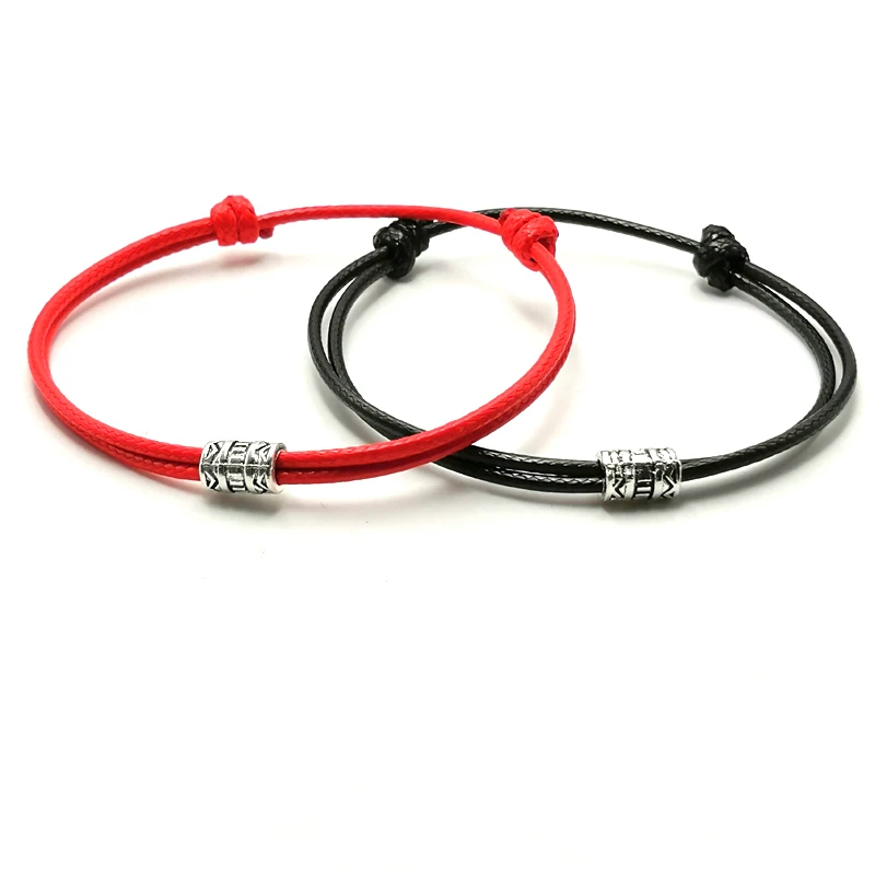 Adjustable Black Red Leather Rope Bracelet Couple Jewelry Handmade Braided Charm Women Men Thread Gift | Украшения и аксессуары