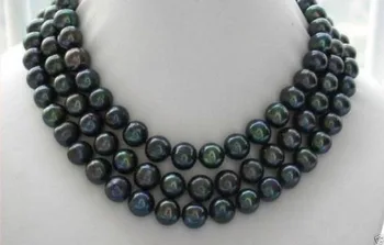 

natural 9-10mm black tahitian pearl necklace 50"
