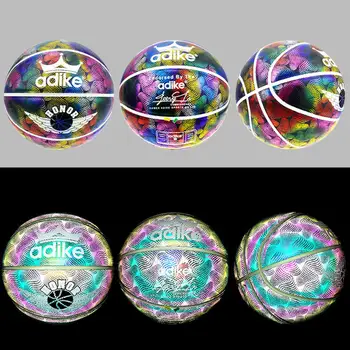 

Luminous Street Rubber Basketball Ball Night Game Train Reflective Basketball Glowing Rainbow Light Children Training Dropship