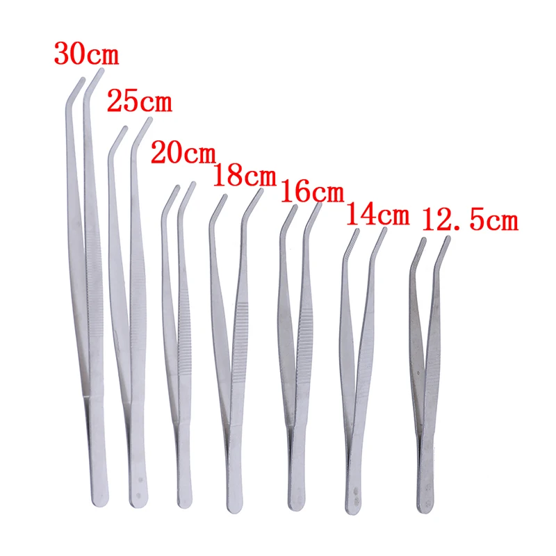 Stainless Multifuctional Steel Elbow Tweezers Aquarium Clear Clip Tool Medical Repair Tools 12.5/14/16/18/20/25/30cm edge corner plane