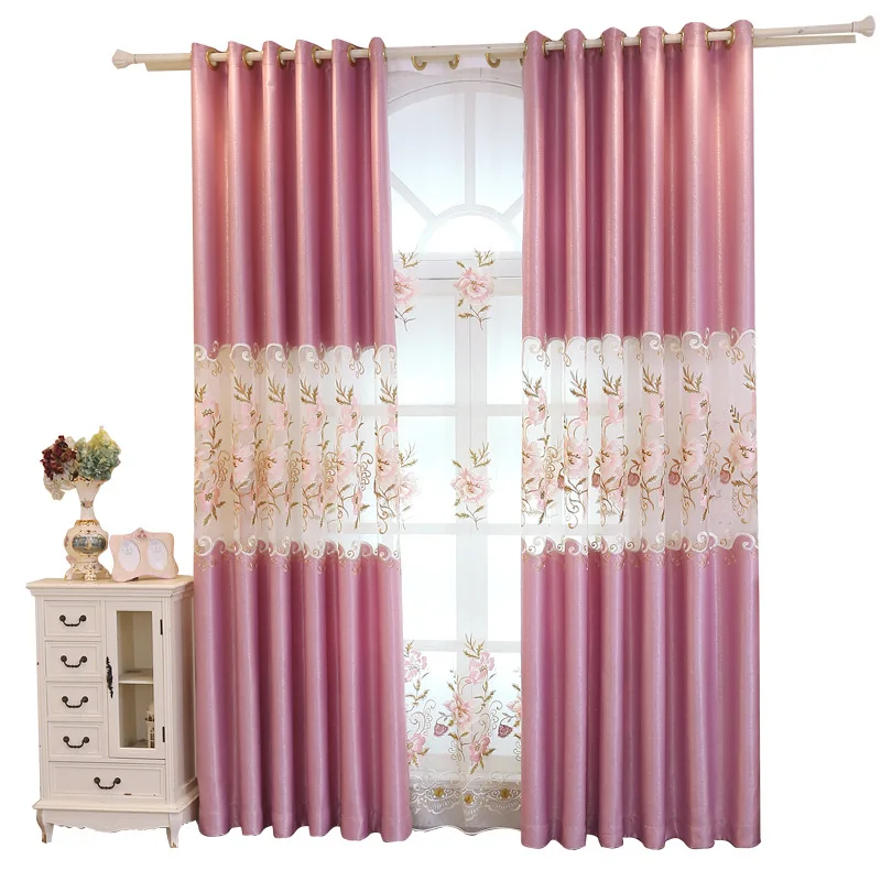 

High Precision Hollow Embroidery Semi-shading Curtains for Living Dining Room Bedroom.
