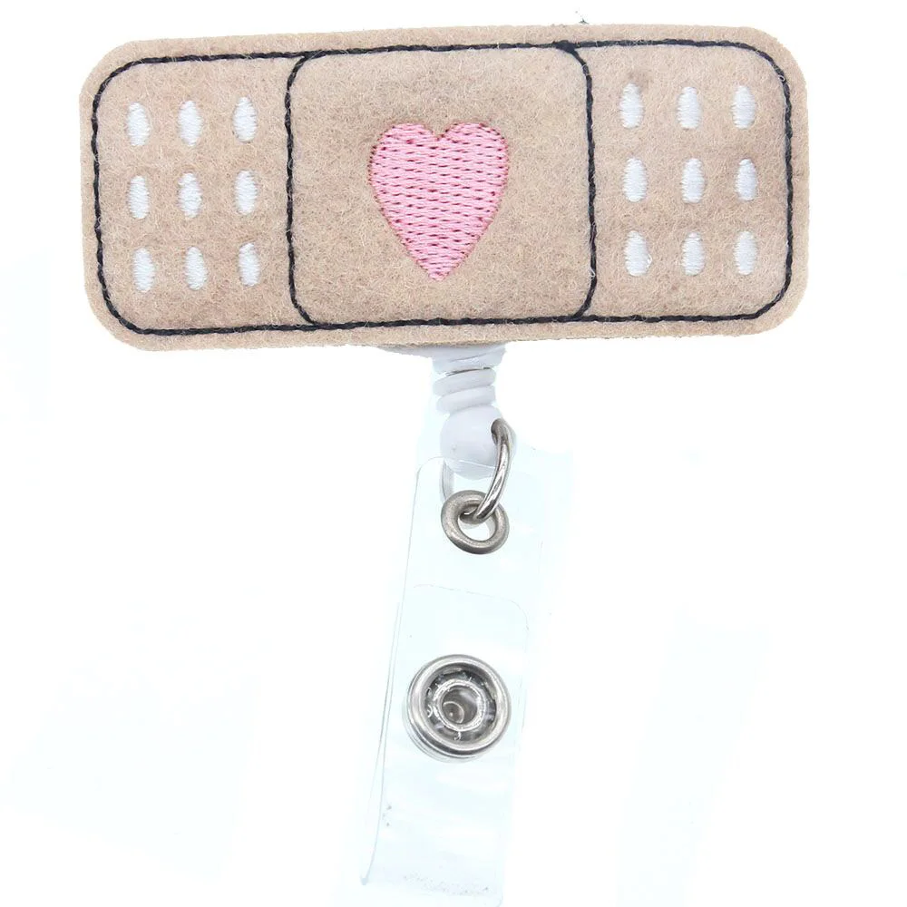 20pcs New arrival hot selling Pink heart band-aid medical felt ID badge  holder reel - AliExpress