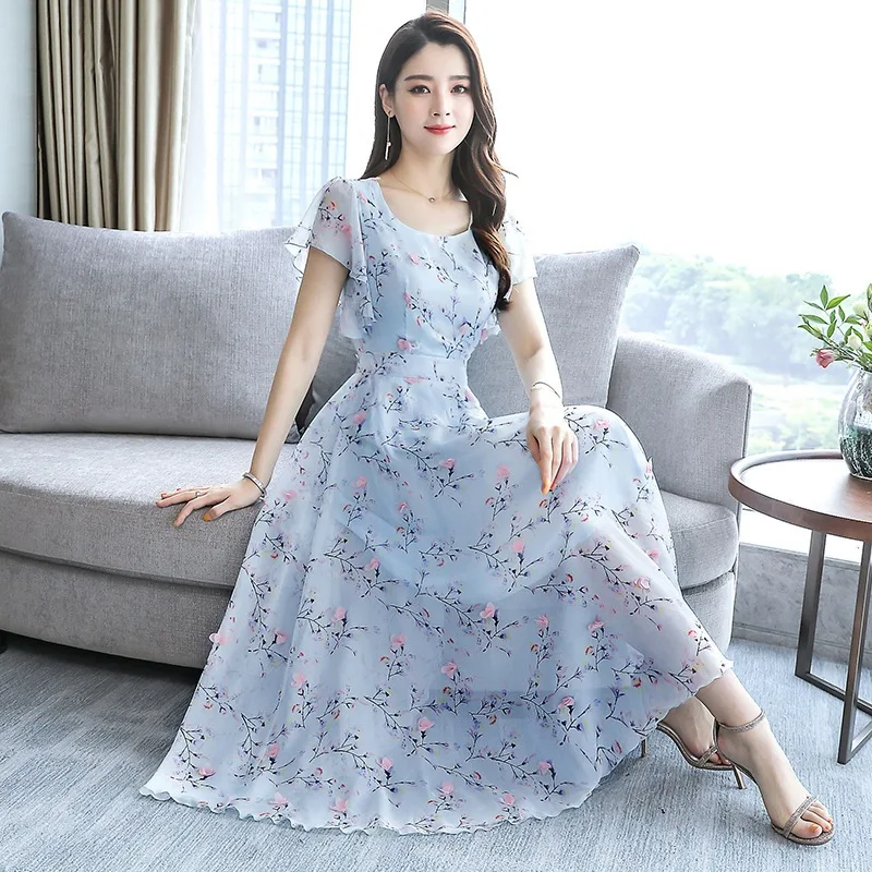 

Mrs. Kuo Dress Summer Girl Noble 2019 Fashionable Dress Women's Dress Big Fat Mm Cover Belly Young Mother Summer Dress