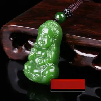 

Fashion Green Jade Baby Buddha Jade Pendant Necklace Jewellery Chinese Hand-Carved Relax Healing Women Man Luck Gift Amulet New