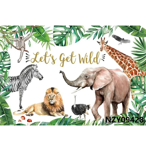 Safari 1st Birthday Backdrop Jungle Tropical Forest Wild One Animal Party Photography Newborn Baby Shower Photo Background Props NZY09428