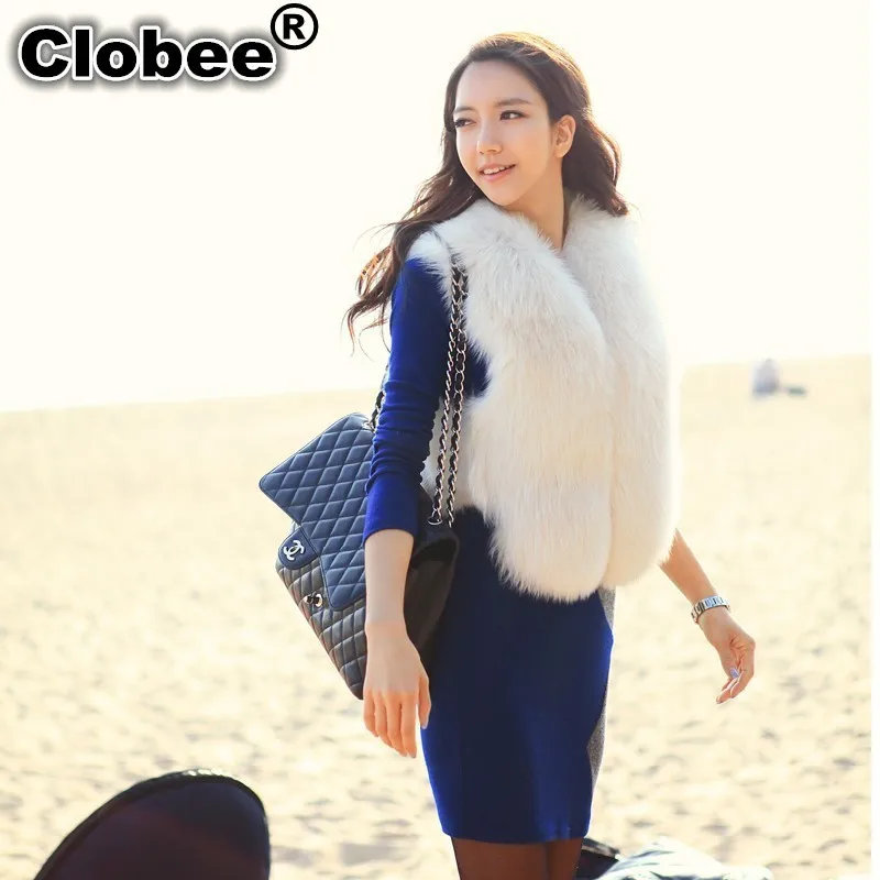 

2019 Women Faux Fur Vest Colete Feminino Imitation Leather Grass Sleeveless Outwear Winter Warm Fox Fur Short Waistcoat X833