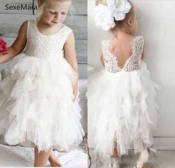 

Ivory White Puffy Tulle Flower Girl Dress for Wedding Infant Toddler Baby Girl Dress Lace Top Girls Birthday Dress
