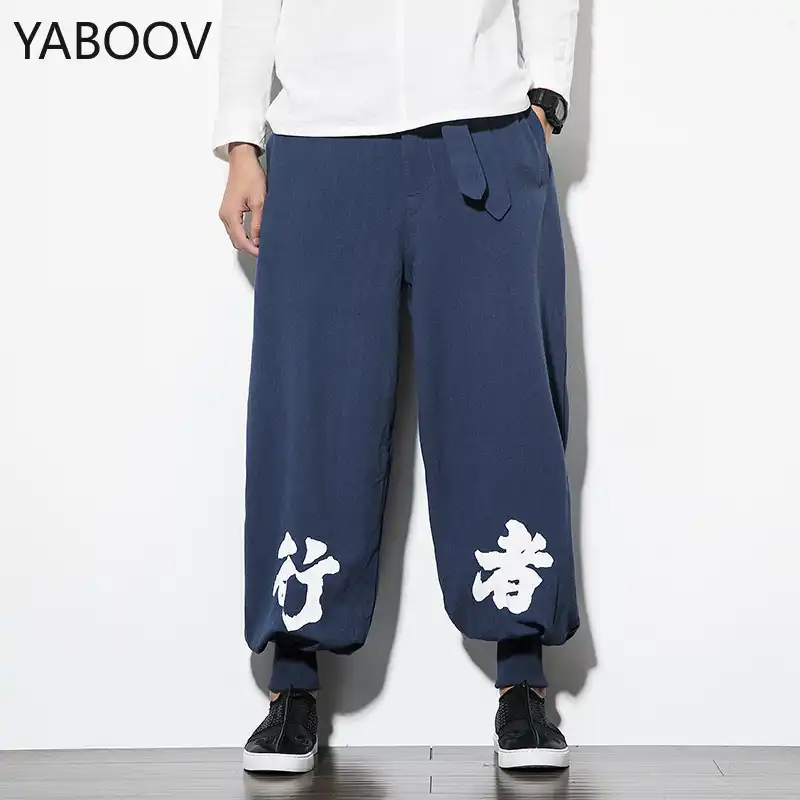 Men Pantalones Hombre Bloomers Summer Wide Leg Loose Pants Big