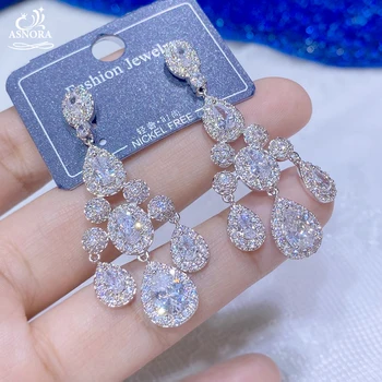 

ASNORA Luxury Wedding Earrings Bridal Jewelry Bright Zircon Crystal Classic Design Noble Party Earrings Women E00011