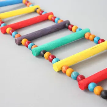

Bird Colorful Swing Wooden Bridge Climbing Ladder Toy 10 Steps Non Toxic Light Weight Durable Practical Portable