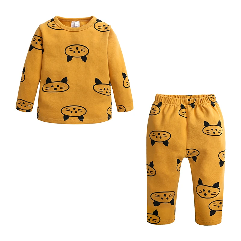 Г. Осенний детский пижама для мальчиков, пижамные комплекты хлопковая Однотонная футболка+ штаны, 2 шт., Bebes, детская одежда dcc036 - Цвет: as photo