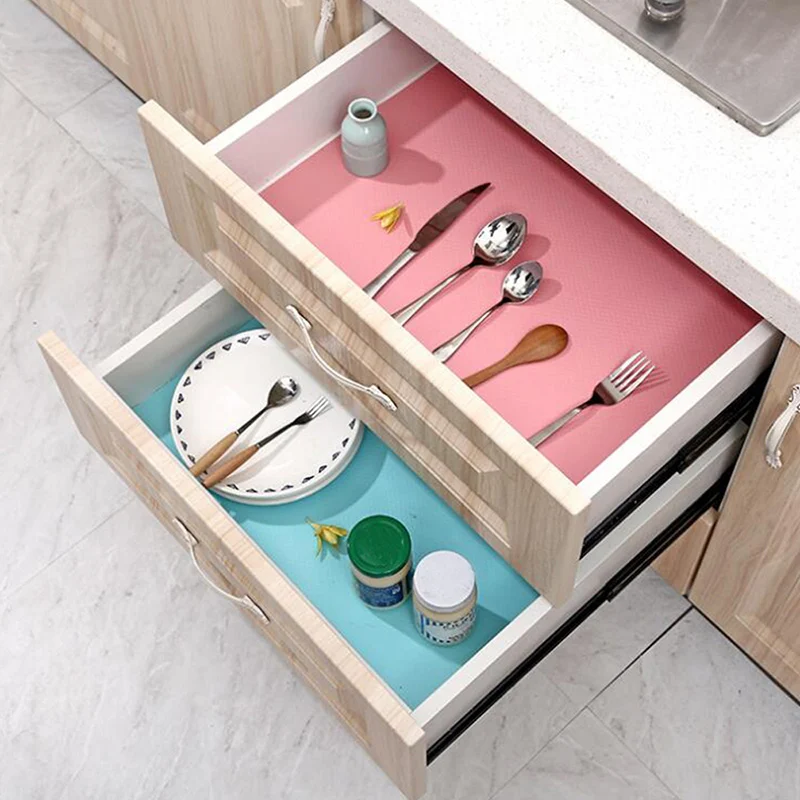 3 Rolls 1 Roll Drawer Shelf Liner Table Mat Anti-mildew Anti-bacterial Non-slip Waterproof Fridge L