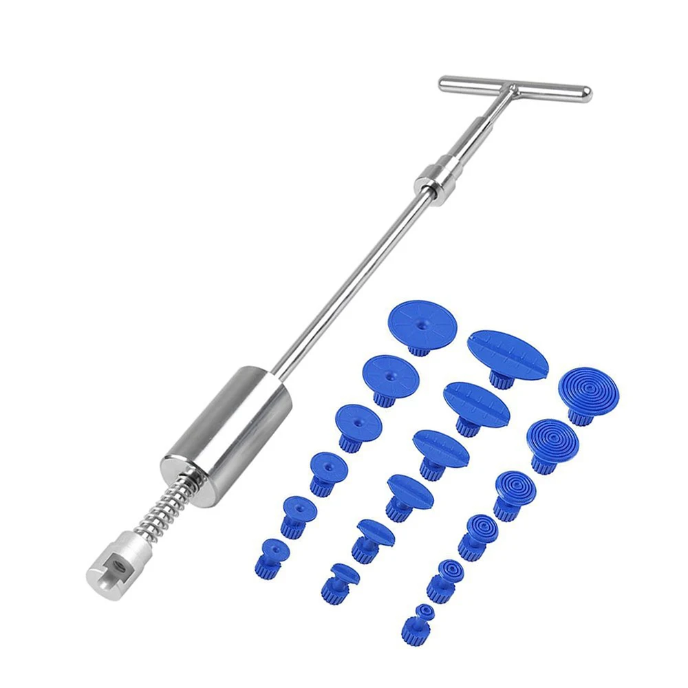 

Paintless Dent Repair Puller Car Dent Repair Tools T Bar Slide Hammer+ 18pcs Glue Puller Tabs for Car Body Hail Damage Remover